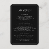 Minimale eenvoudige zwarte bruiloft details informatiekaartje (Voorkant)