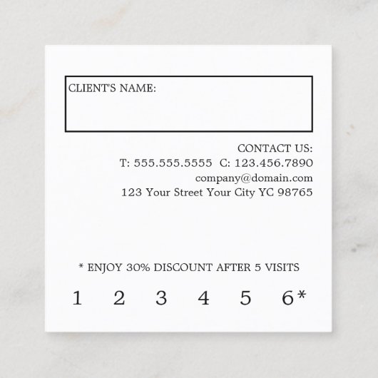 Minimale eenvoudige zwarte bruine elegant klantenkaartje (Achterkant)