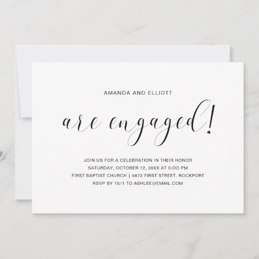 Minimale Eenvoudige Zwarte en Witte Engagement Par Kaart (Voorkant)