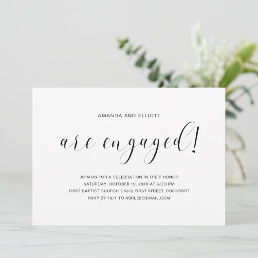 Minimale Eenvoudige Zwarte en Witte Engagement Par Kaart (Staand voorkant)