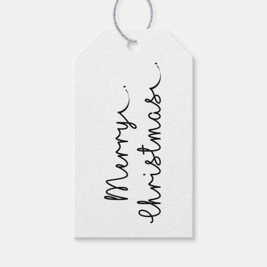 Minimale Eenvoudige Zwarte en Witte Kerst Cadeaulabel (Voorkant)