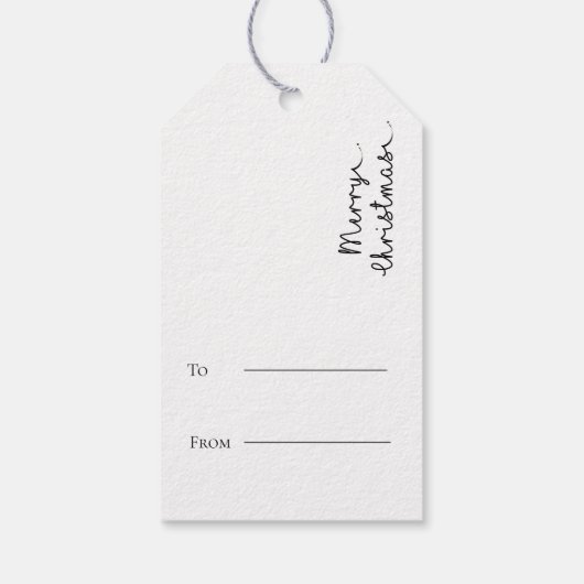 Minimale Eenvoudige Zwarte en Witte Kerst Cadeaulabel (Achterkant)
