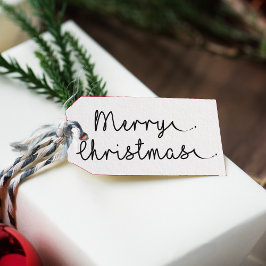 Minimale Eenvoudige Zwarte en Witte Kerst Cadeaulabel