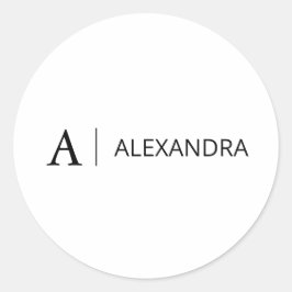 Minimale Eenvoudige Zwarte Monogram Naam Ronde Sticker