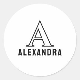 Minimale Eenvoudige Zwarte Monogram Naam Ronde Sticker