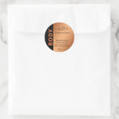 Minimale, eenvoudige zwarte oranje scriptboter ronde sticker (Tas)