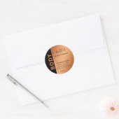 Minimale, eenvoudige zwarte oranje scriptboter ronde sticker (Envelop)