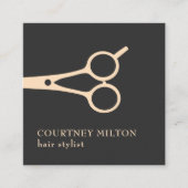 Minimale Eenvoudige Zwarte Pastel Schaar Haar Styl Vierkante Visitekaartje (Voorkant)