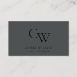 Minimale Eenvoudige zwarte schijf op zwart Initiaa Visitekaartje