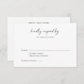 Minimale Eenvoudige Zwarte Wit Chic Script QR-code RSVP Kaartje (Voorkant / Achterkant)