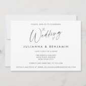 Minimale eenvoudige zwarte witte moderne scriptwed kaart (Voorkant)