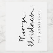 Minimale eenvoudige zwarte witte naam, prettige ke wijn etiket (Enkel label)