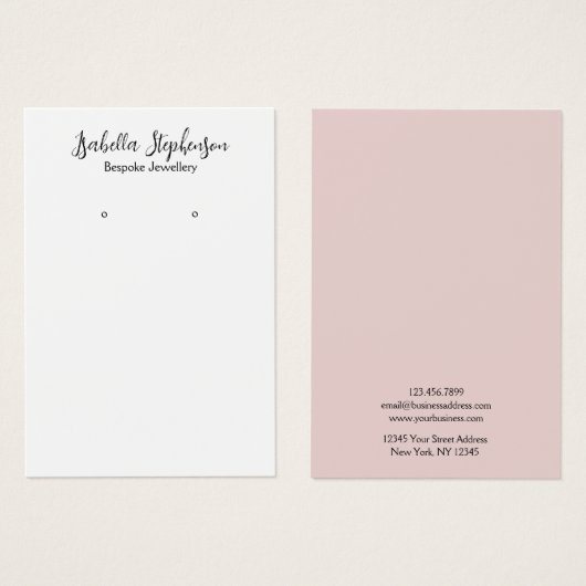 Minimale Eenvoudige zwarte witte roze basisweergav Visitekaartje (Voorkant /achterkant)