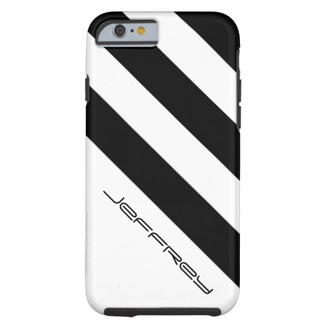 Minimale eenvoudige zwarte & witte streep, naam Case-Mate iPhone case (Achterkant)