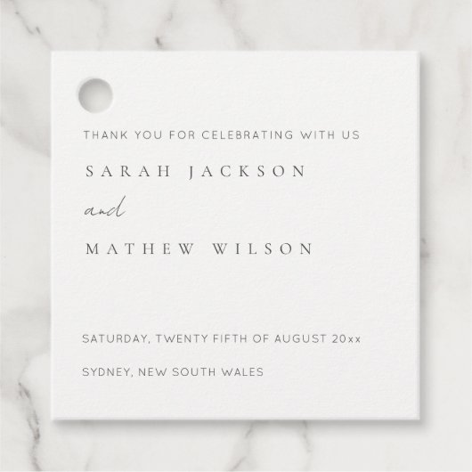 Minimale eenvoudige zwarte & witte Typografie brui Bedankjes Labels (Voorkant)