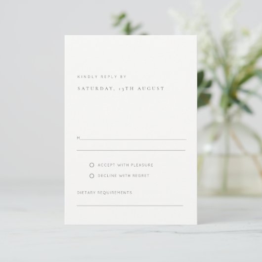 Minimale eenvoudige zwarte & witte Typografie brui RSVP Kaartje (Staand voorkant)