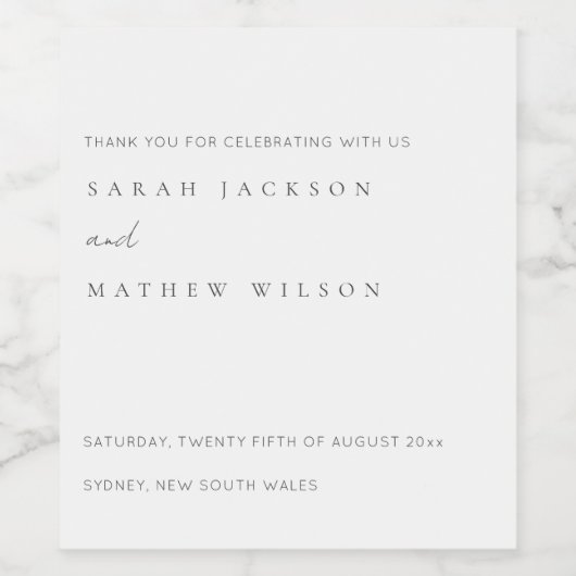 Minimale eenvoudige zwarte & witte Typografie brui Wijn Etiket (Enkel label)