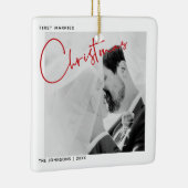 Minimale eerste gehuwde kerstfoto keramisch ornament (Rechts)