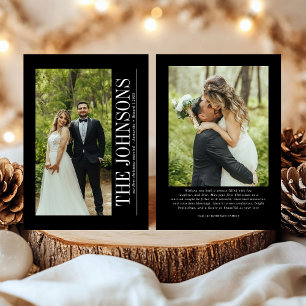 Minimale eerste kerst getrouwde foto Passen getrou Feestdagenkaart