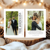 Minimale eerste kerst getrouwde foto Passen getrou Feestdagenkaart