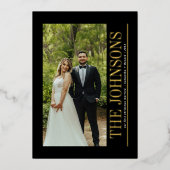 Minimale eerste kerst getrouwde foto Passen getrou Folie Feestdagenkaart (Voorkant)