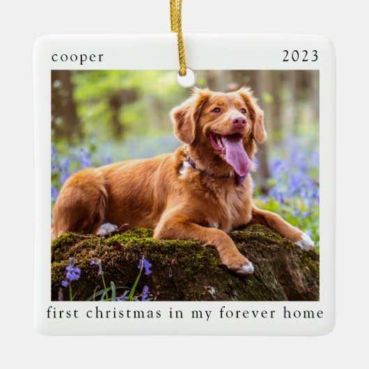 Minimale eerste kerst in mijn ex-thuishond keramisch ornament (Voorkant)