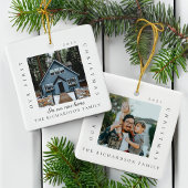 Minimale eerste kerst in ons nieuwe startpunt 2 fo keramisch ornament