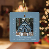 Minimale eerste kerst in ons nieuwe startpunt 2 fo keramisch ornament