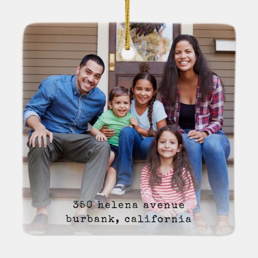 Minimale eerste kerst in ons nieuwe startpunt 2 fo keramisch ornament (Achterkant)