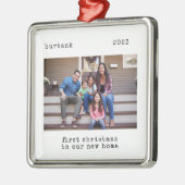 Minimale eerste kerst in onze nieuwe foto thuis metalen ornament (Links)