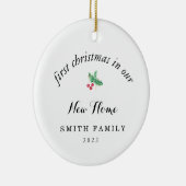 Minimale eerste kerst in onze nieuwe thuisfoto keramisch ornament (Rechts)