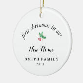 Minimale eerste kerst in onze nieuwe thuisfoto keramisch ornament (Links)