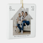Minimale eerste kerst in onze nieuwe thuisfoto keramisch ornament (Rechts)