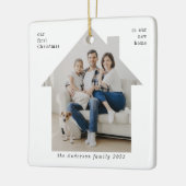 Minimale eerste kerst in onze nieuwe thuisfoto keramisch ornament (Links)