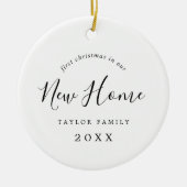 Minimale eerste kerst in onze nieuwe thuisfoto keramisch ornament (Voorkant)