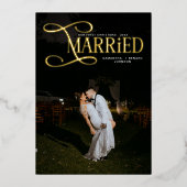 Minimale Eerste Kerstmis Getrouwde Koppels 2 Foto' Folie Feestdagenkaart (Voorkant)