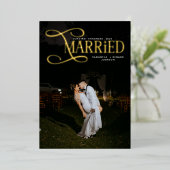 Minimale Eerste Kerstmis Getrouwde Koppels 2 Foto' Folie Feestdagenkaart (Staand Voorkant)