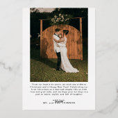 Minimale Eerste Kerstmis Getrouwde Koppels 2 Foto' Folie Feestdagenkaart (Achterkant)