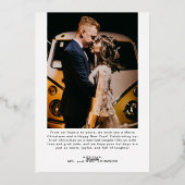 Minimale Eerste Kerstmis Getrouwde Koppels 2 Foto' Folie Feestdagenkaart (Achterkant)