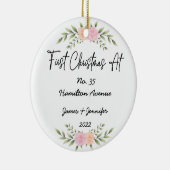 Minimale Eerste Kerstmis op Adres Nieuw Huis Keramisch Ornament (Rechts)