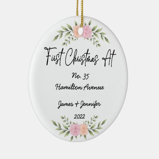 Minimale Eerste Kerstmis op Adres Nieuw Huis Keramisch Ornament (Rechts)