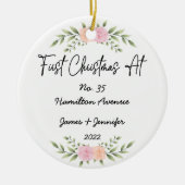 Minimale Eerste Kerstmis op Adres Nieuw Huis Keramisch Ornament (Voorkant)