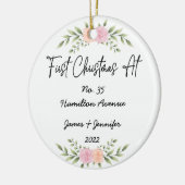 Minimale Eerste Kerstmis op Adres Nieuw Huis Keramisch Ornament (Links)