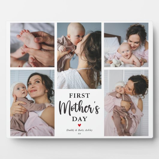 Minimale eerste Moederdag fotocollage Keepsake Fotoplaat (Voorkant)