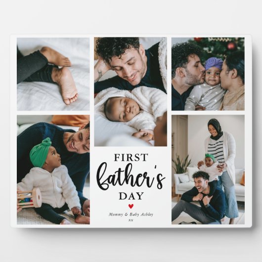 Minimale eerste Vaderdag fotocollage Keepsake Fotoplaat (Voorkant)