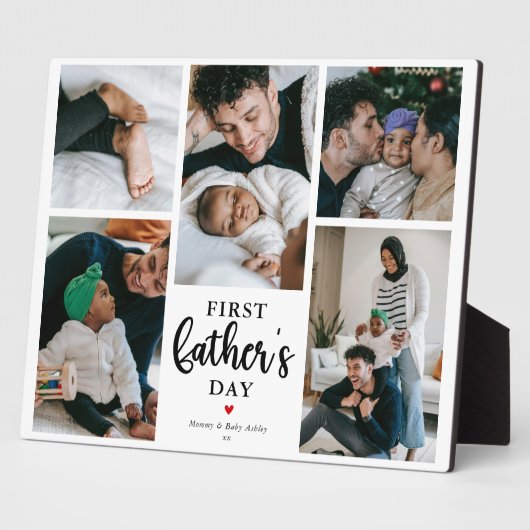 Minimale eerste Vaderdag fotocollage Keepsake Fotoplaat (Zijkant)