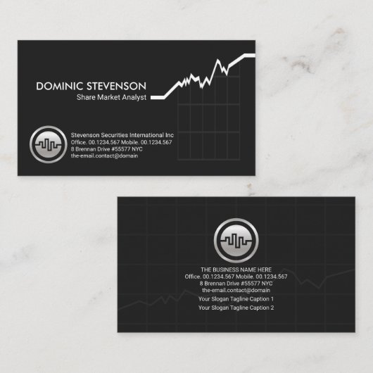 Minimale effectenbeurs visitekaartje (Voorkant / Achterkant)