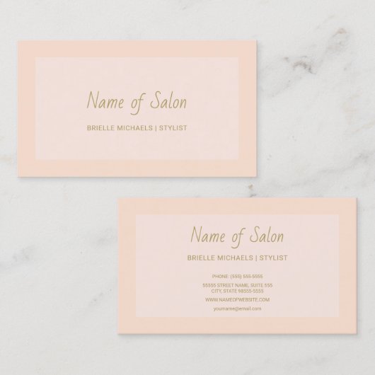 Minimale effen en eenvoudige roze en goudkleurige  visitekaartje (Voorkant / Achterkant)