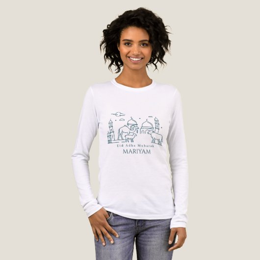 Minimale Eid al Adha Lijn Kunst Dier Meisjes Tri-Blend Shirt (Voorkant)