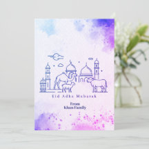 Minimale Eid al Adha-moskee en dierenlijn Kunst 